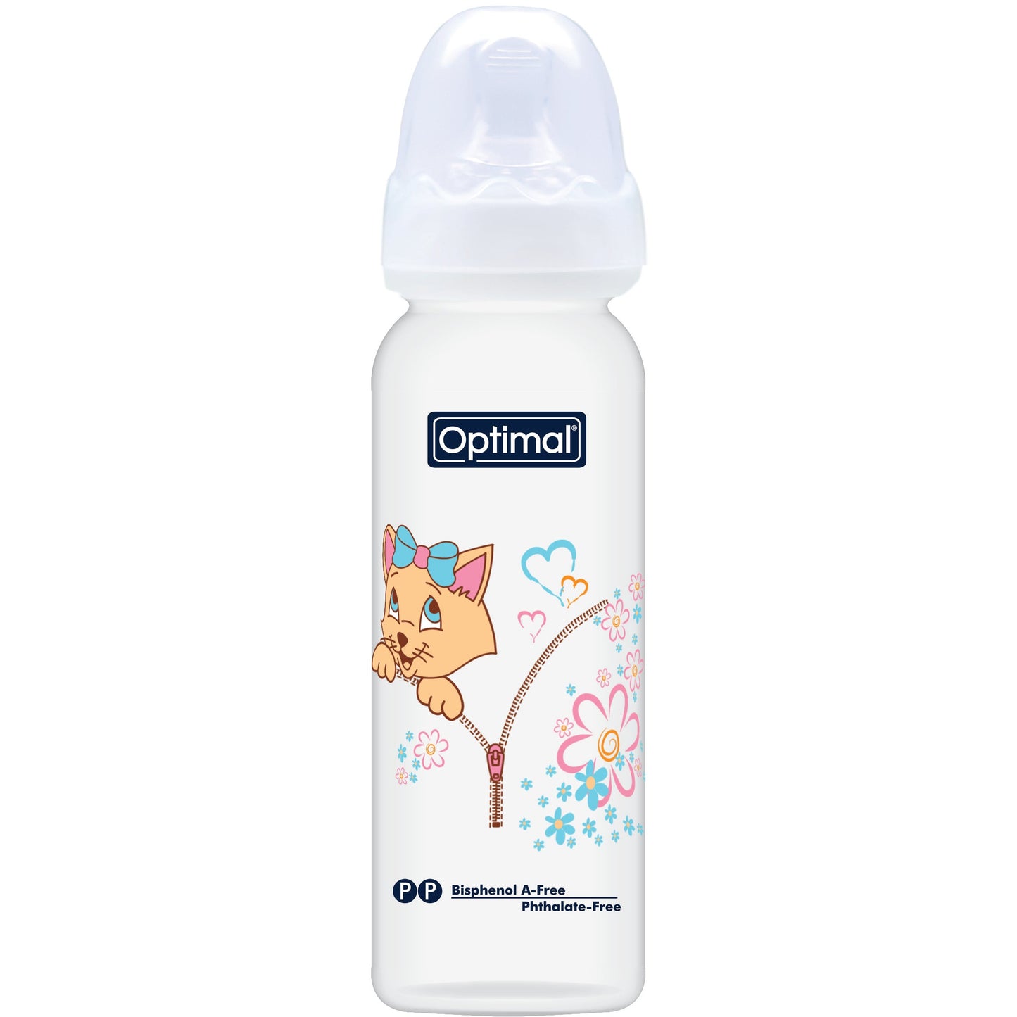OPTIMAL Slim Waist Feeding Bottle 240ml - Pink , White