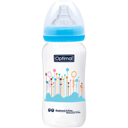 Optimal Wide Neck Feeding Bottle 300Ml Blue 'Pink 'White