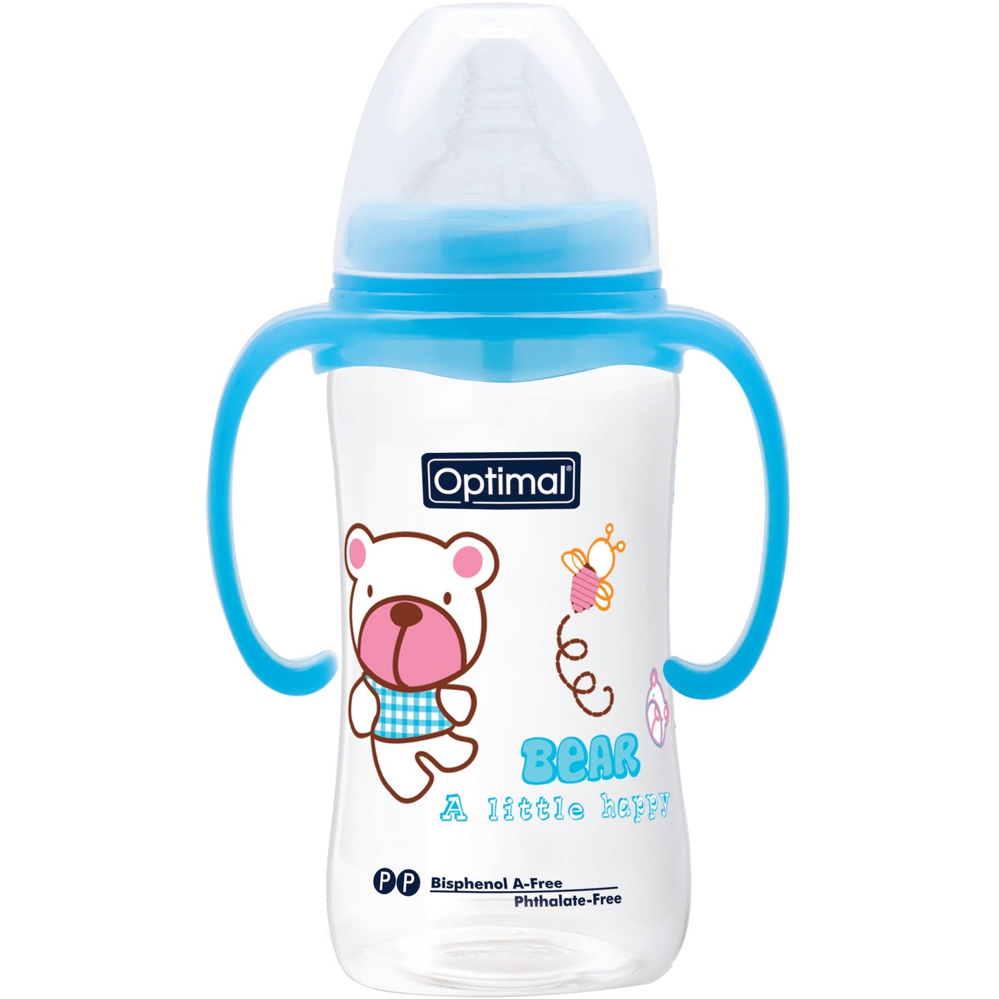 OPTIMAL with Neck Feedding Bottle with Handle 300ml - Blue , Pink , White