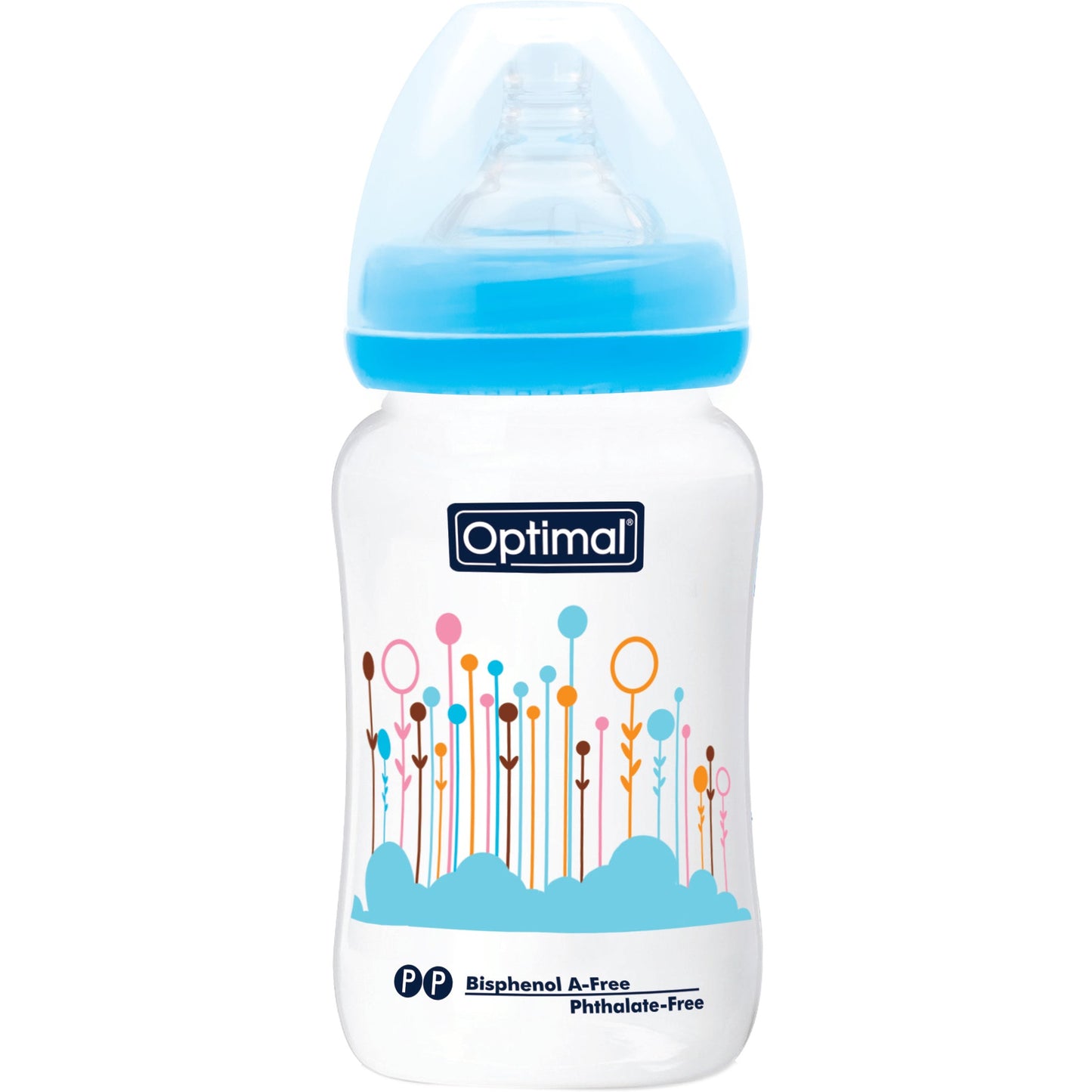 OPTIML with Neck Feeding Bottle 240ml - Blue , Pink , White