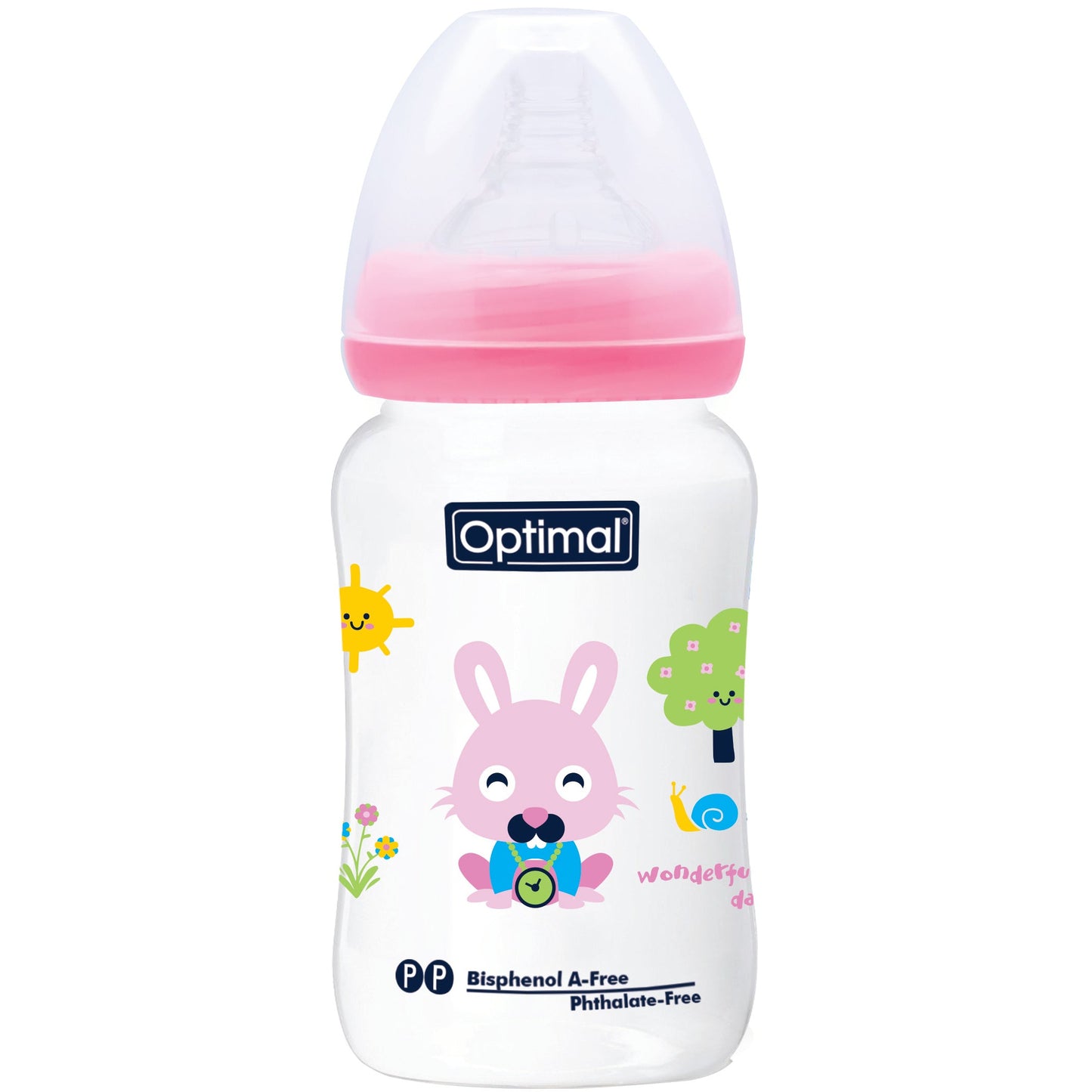 OPTIML with Neck Feeding Bottle 240ml - Blue , Pink , White