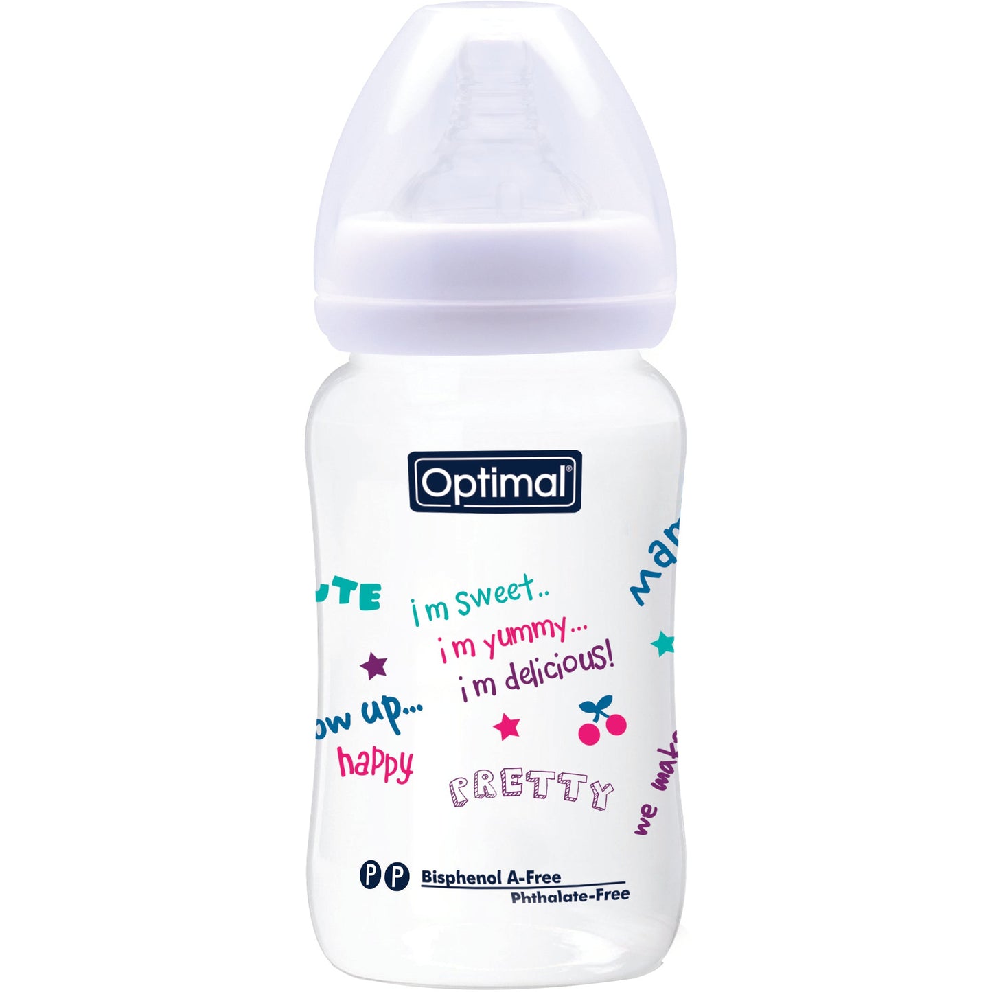 OPTIML with Neck Feeding Bottle 240ml - Blue , Pink , White