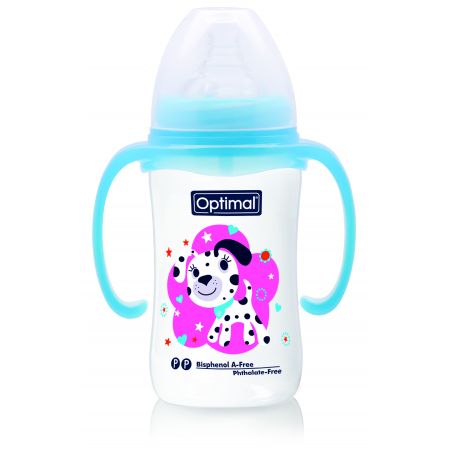 OPTIMAL with Neck Feeding Bottle with Handle 240ml - Blue , Pink , White