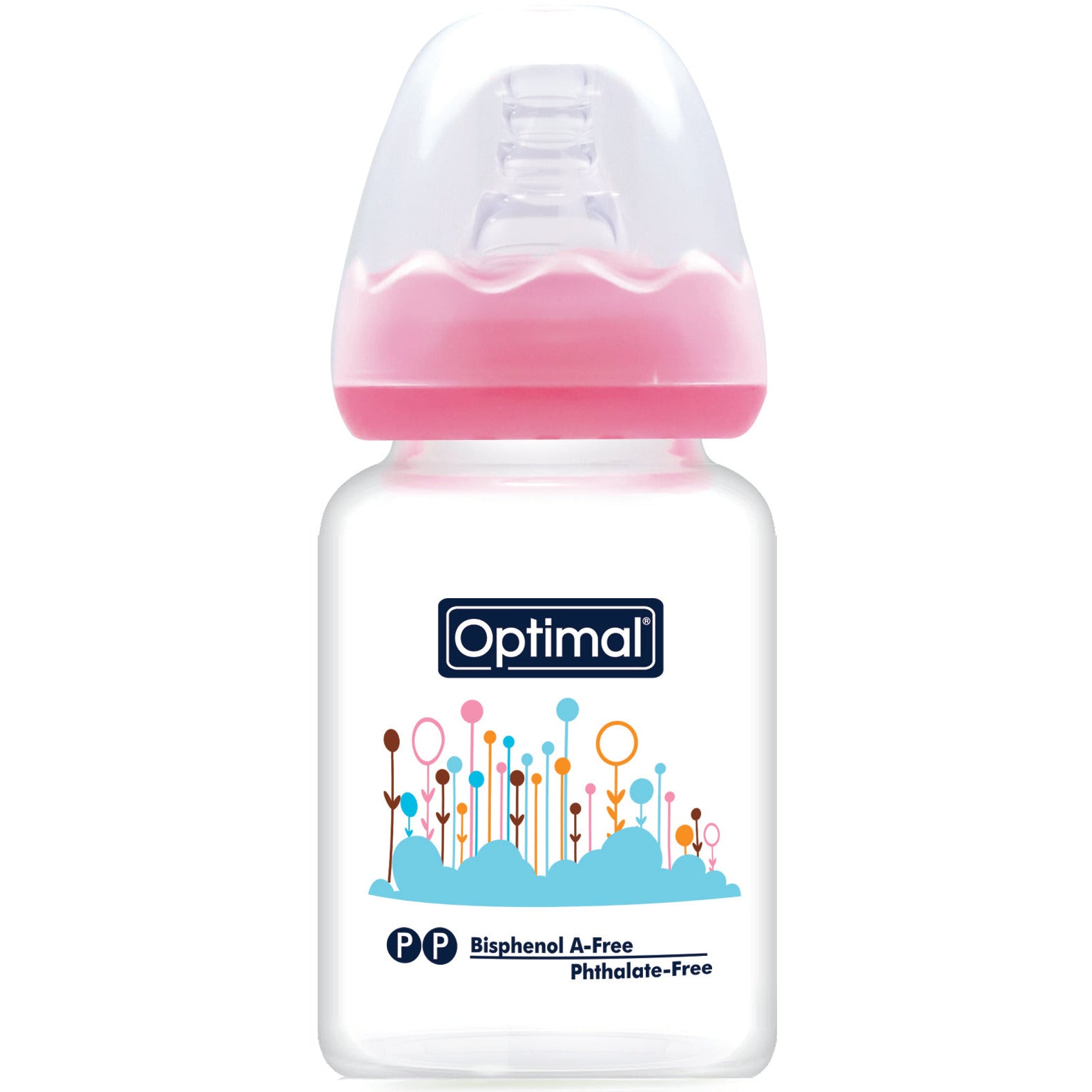 OPTIMAL Glass Feeding Bottle 60 ml - Blue , Pink