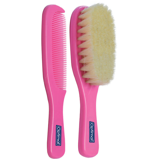 OPTIMAL Hair Brush & Comb Set - Blue , Pink , White