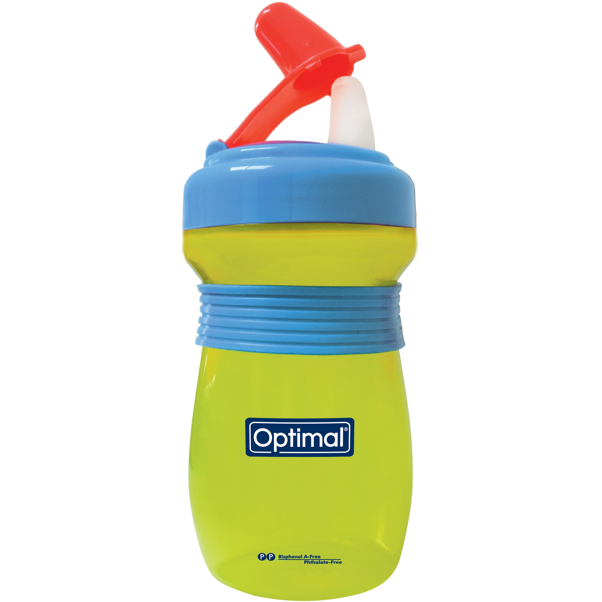 OPTIMAL Non Spill Feeding Bottle with Handle 300ml - Blue , Green