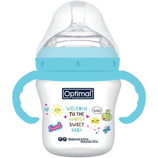 OPTIMAL Mamilla Extra Wide Neck With Handle 210ml 6+ - Blue , Pink , Green