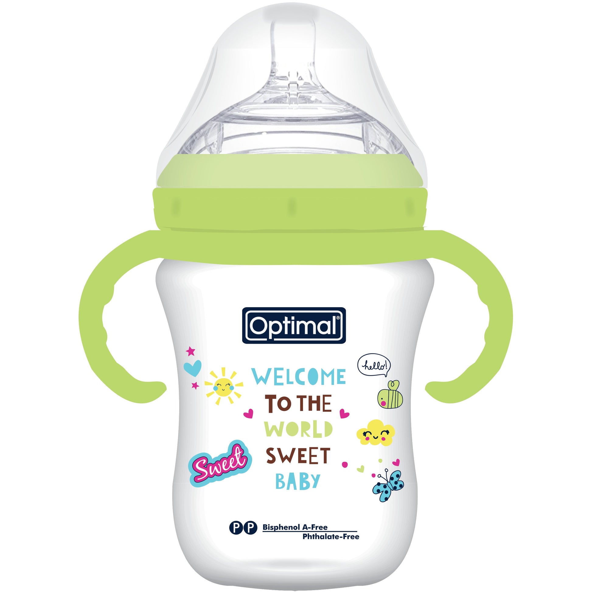 OPTIMAL Mamilla Extra Wide Neck With Handle 300ml 6+ - Blue , Pink , Green