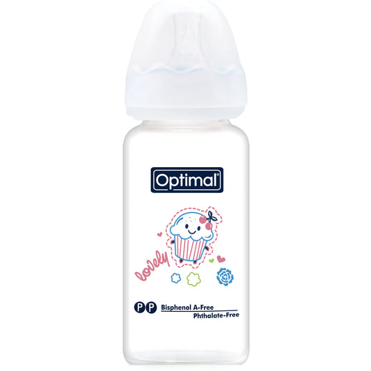 OPTIMAL Glass Feeding Bottle 160 ml - Blue , Pink , White