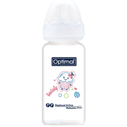 OPTIMAL Glass Feeding Bottle 160 ml - Blue , Pink , White