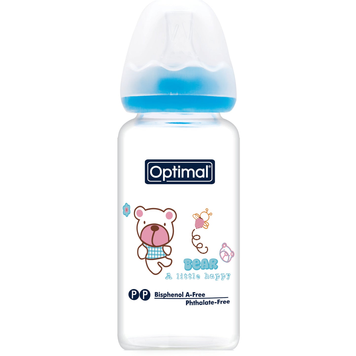 OPTIMAL Glass Feeding Bottle 160 ml - Blue , Pink , White