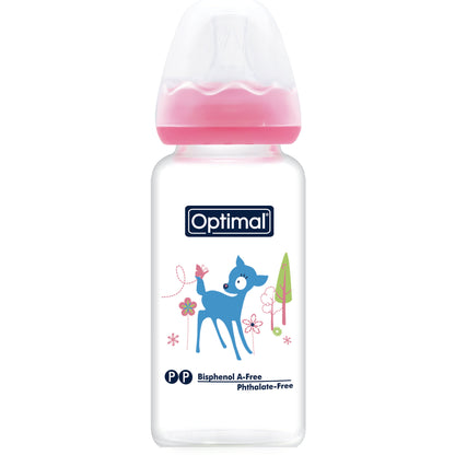 OPTIMAL Glass Feeding Bottle 160 ml - Blue , Pink , White