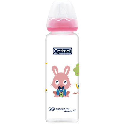 OPTIMAL Glass Feeding Bottle 240 ml - Blue , Pink , White