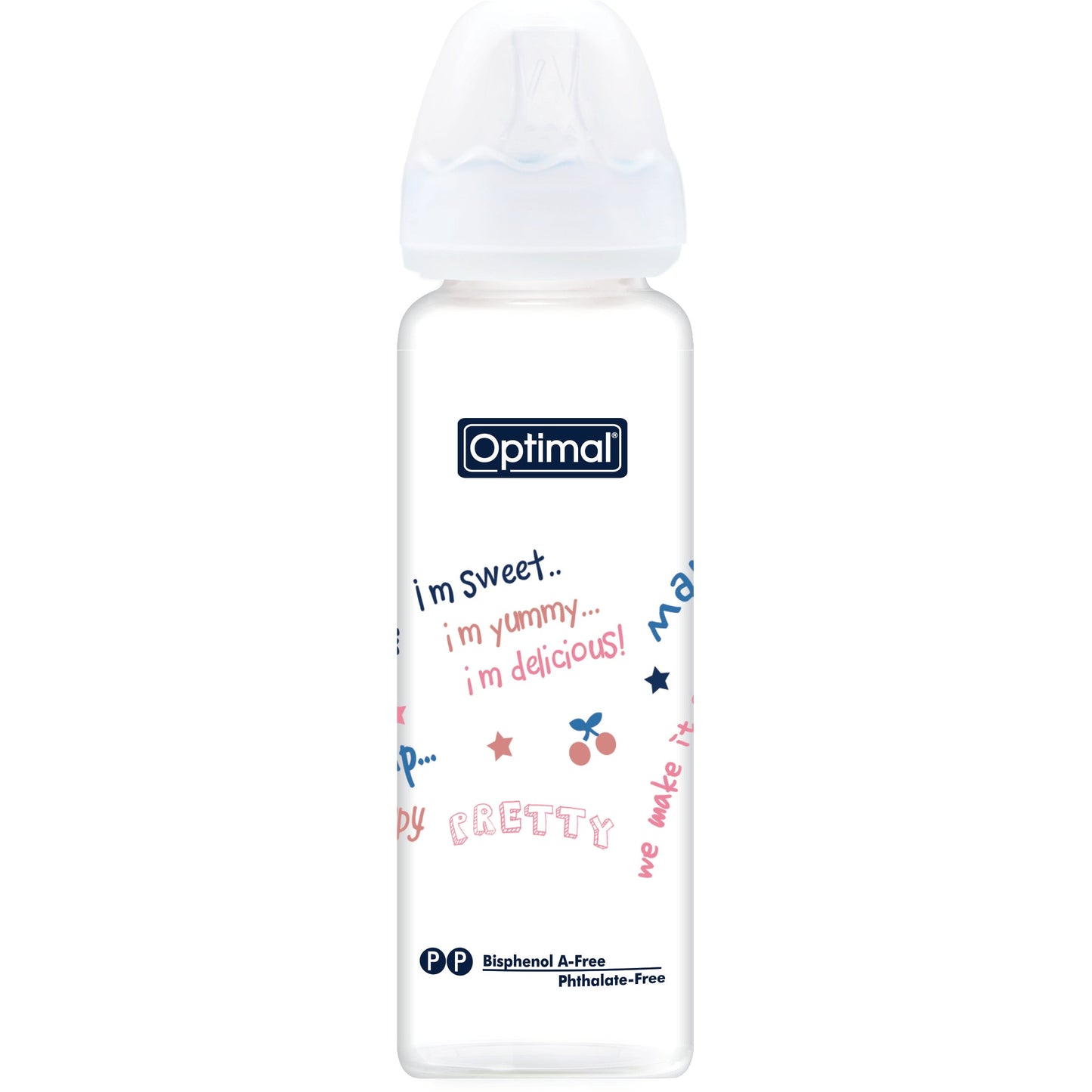 OPTIMAL Glass Feeding Bottle 240 ml - Blue , Pink , White