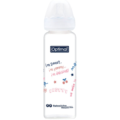 OPTIMAL Glass Feeding Bottle 240 ml - Blue , Pink , White