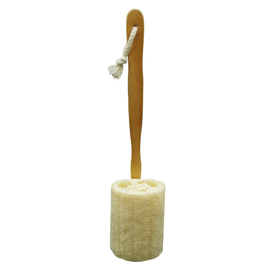 Optimal Loofah Sponge with Wooden Handle for Exfoliating Body Care and 100% Natural Cleansing 1 Count