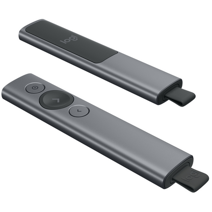 Logitech Spotlight Presentation Remote – Advanced Digital Pointer, Bluetooth & USB Connectivity, Motion Sensor Control, 30m Range, Rechargeable Battery, Slate