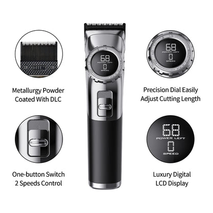 HTC AT-799 Watch Display Adjustment Dial Design Hair Clipper Professional Barber Use Powder Metallurgy Blade Hair Trimmer