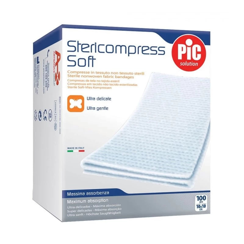 PIC SOLUTION Stericompress Soft TNT Sterile Non-Woven Compresses 10x10 cm 100 Pieces