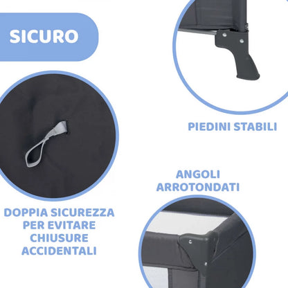 Chicco Good Night Travel Baby Crib Pegaso Blue: Portable Infant Sleep Solution for 0-4 Years Old, Includes Compact Fold & Carry Bag, Lightweight Design for Easy Travel