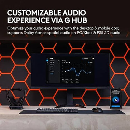 Logitech G Astro A50 X Omni-Platform Wireless Gaming Headset + Base Station for PS5, Xbox, PC: PLAYSYNC Video & Audio Switcher, HDMI 2.1 4K 120Hz VRR, <24 bit/48 kHz, 24hr Battery, 2.4GHz & BT - Black (939-002128)