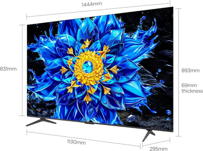 TCL 65P8L Television 65 Inch Smart TV 4K QD-Mini LED Dimming Colorful Quantum Crystal HDR 10+ Gaming Google TV, 144Hz Native Refresh Rate, ONKYO 2.1 Hi-Fi, Dolby Vision Atmos, Game Master (2026 Model)