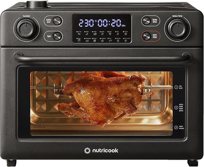 Nutricook Baker’s Oven 12-in-1 Air Fryer Toaster Oven 30L with Steam Infusion | 360° Turbo Convection, Rotisserie | Stainless steel inner cavity, countertop friendly|Beige|NC-AFTO330K|2-Year Warranty