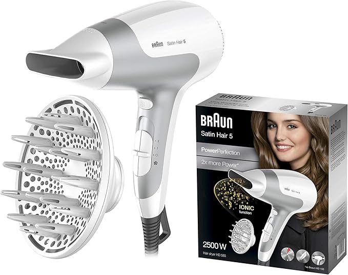 Braun Satin Hair 5 HD585 Power Perfection dryer 2500 Watts - White / Grey