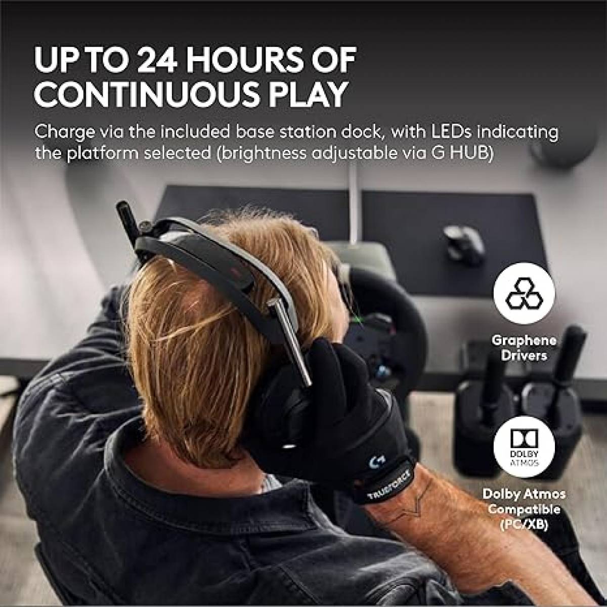 Logitech G Astro A50 X Omni-Platform Wireless Gaming Headset + Base Station for PS5, Xbox, PC: PLAYSYNC Video & Audio Switcher, HDMI 2.1 4K 120Hz VRR, <24 bit/48 kHz, 24hr Battery, 2.4GHz & BT - Black (939-002128)