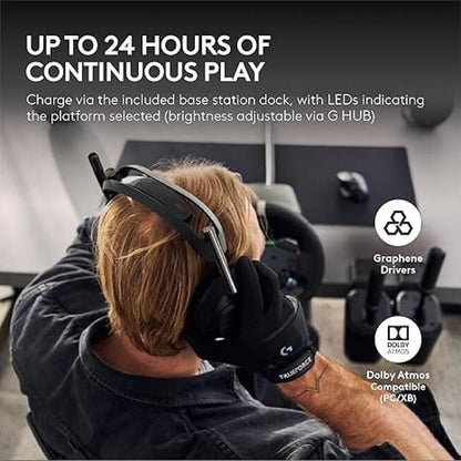 Logitech G Astro A50 X Omni-Platform Wireless Gaming Headset + Base Station for PS5, Xbox, PC: PLAYSYNC Video & Audio Switcher, HDMI 2.1 4K 120Hz VRR, <24 bit/48 kHz, 24hr Battery, 2.4GHz & BT - Black (939-002128)