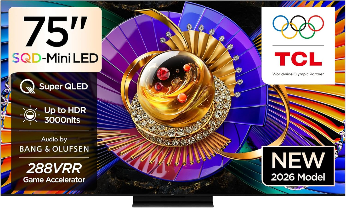 TCL 75C7L Television 75 Inch Smart TV 4K SQD-Mini LED Super Colorful Quantum High HDR Gaming Google TV, 144Hz Native Refresh Rate, Audio by Bang & Olufsen, Dolby Atmos, Game Master (2026 Model)