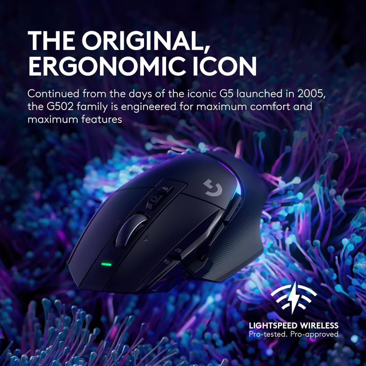 Logitech G502 X Plus Wireless Gaming Mouse, Lightspeed Wireless Connectivity, 8 Zone RGB Lighting, HERO 25K Sensor, 25600dpi Resolution, 40G2 Acceleration, USB-C, 120H Battery Life, Black