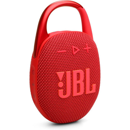 JBL Clip 5 - Ultra-Portable, Waterproof & Dustproof Bluetooth Speaker, Big Pro Sound with Punchy bass, Integrated Carabiner, Up to 12 Hours of Play, Made in Part with Recycled Materials (Red)