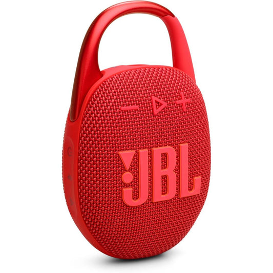 JBL Clip 5 - Ultra-Portable, Waterproof & Dustproof Bluetooth Speaker, Big Pro Sound with Punchy bass, Integrated Carabiner, Up to 12 Hours of Play, Made in Part with Recycled Materials (Red)