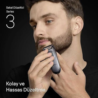 Braun Series 3 Beard Trimmer, Ultra Sharp Blade, Washable Heads & Combs - BEARD BT3560 MSGREY BOX CEEMEA