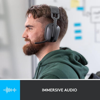 Logitech Zone Vibe 100 Lightweight Wireless Over Ear Headphones with Noise Canceling Microphone, Advanced Multipoint Bluetooth Headset - Graphite