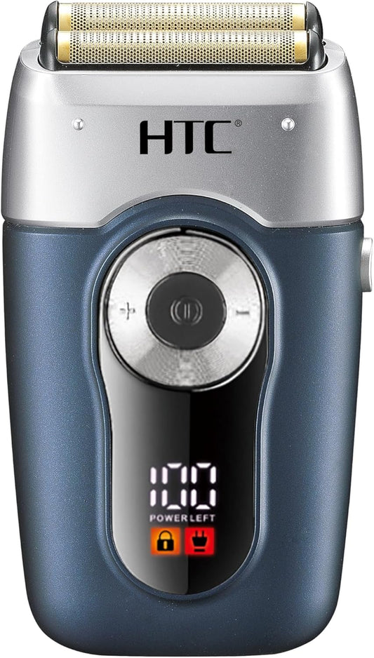 HTC GT-667 Men's Electric Shaver Razor High Carbon Steel Rechargeable Beard Shaving Machine with Digital Display,Shaver for Men