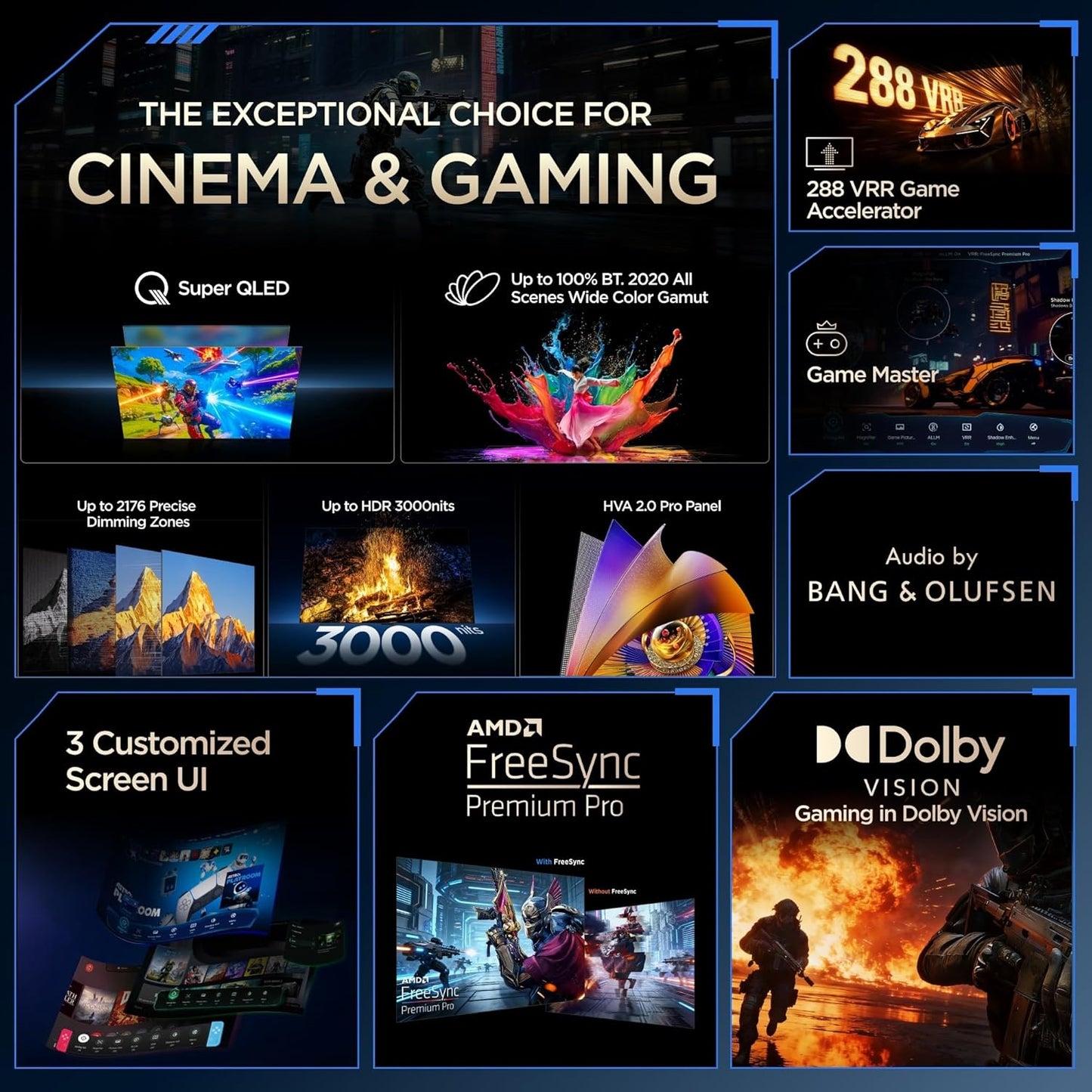 TCL 75C7L Television 75 Inch Smart TV 4K SQD-Mini LED Super Colorful Quantum High HDR Gaming Google TV, 144Hz Native Refresh Rate, Audio by Bang & Olufsen, Dolby Atmos, Game Master (2026 Model)