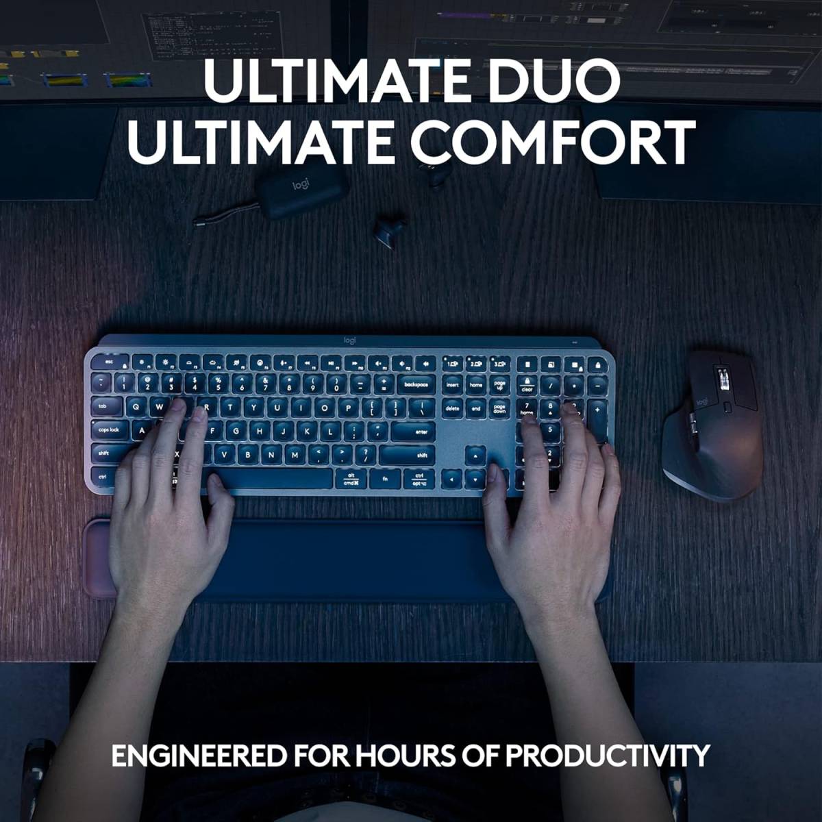 Logitech MX Keys S Combo - Performance Wireless Keyboard and Mouse with Palm Rest, Customizable Illumination, Fast Scrolling, Bluetooth, USB C, for Windows, Linux, Chrome, Mac,Color Graphite