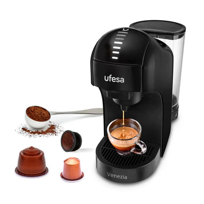 Ufesa Venezia Multi-Capsule Coffee Machine – Compatible with Dolce Gusto, Nespresso, and Ground Coffee