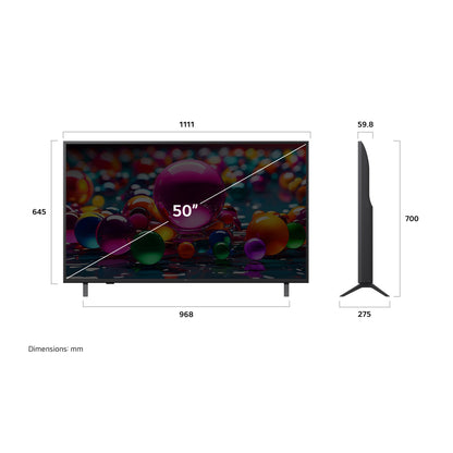 50 Inch LG UHD AI UA85 4K Smart TV AI Magic remote HDR10 (50UA85006LA.AMNE)