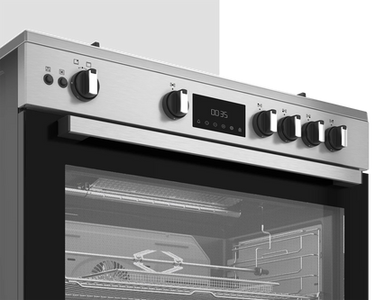 Ariston Arr9 Ggf 33229 Xna Gas Stove, 5 Burners, 90 Cm, Cast Iron Holders, Full Safety, Digital - Black Silver