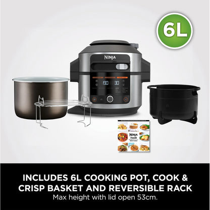Ninja Foodi 11-in-1 SmartLid Multi-Cooker, 6L, Electric Pressure Cooker & Air Fryer (OL550UK)