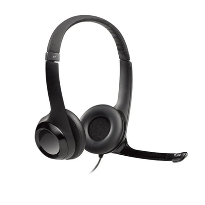 Logitech H390 Wired Headset for PC/Laptop, Stereo Headphones with Noise Cancelling Microphone, USB, In-Line Controls, Works with Chromebook - Black