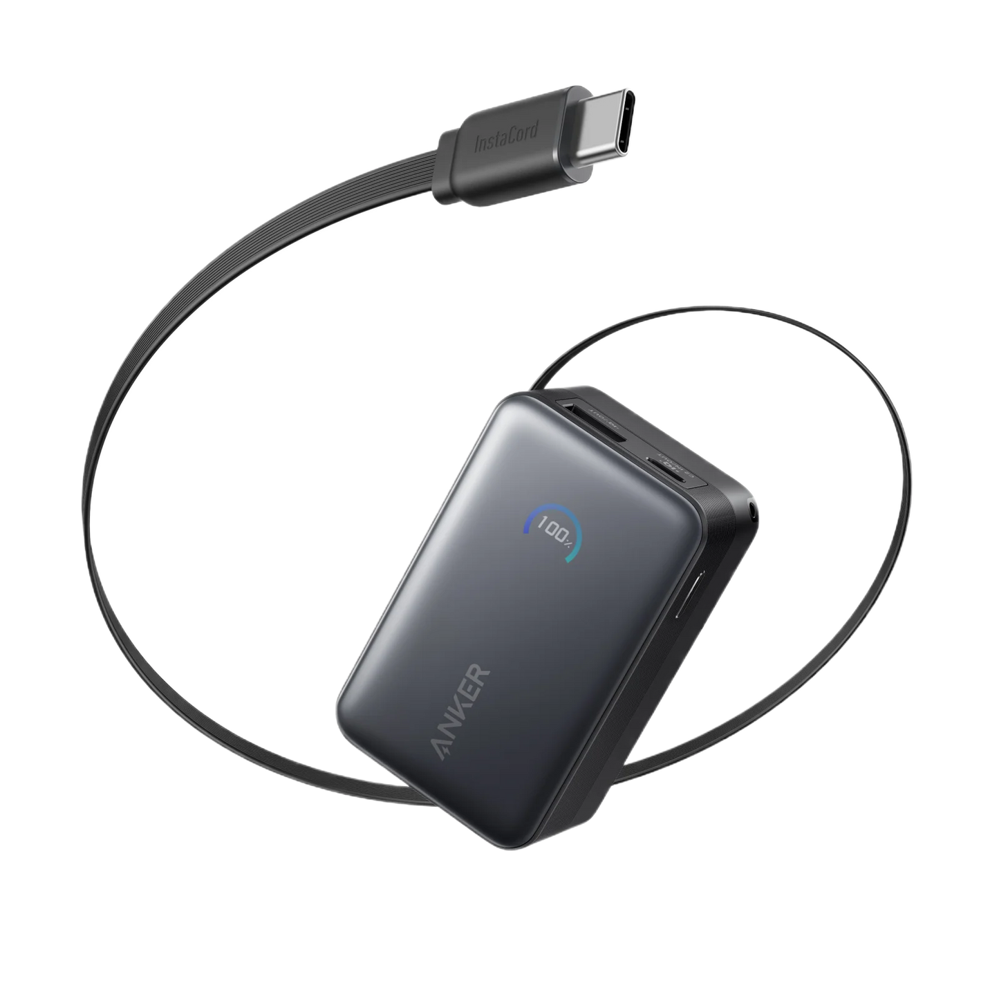 Anker Nano Power Bank (10K, 45W, Built-In Retractable USB-C Cable) - Black
