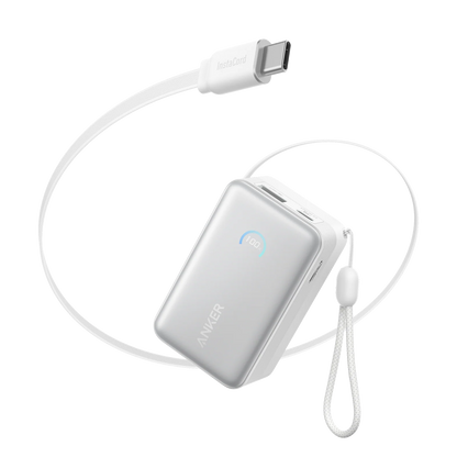 Anker Nano Power Bank (10K, 45W, Built-In Retractable USB-C Cable) - White
