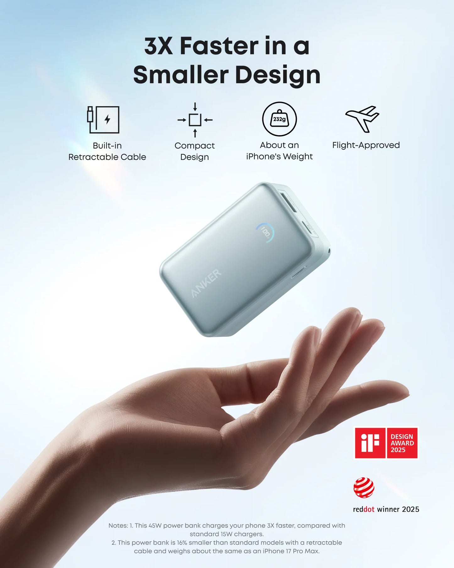 Anker Nano Power Bank (10K, 45W, Built-In Retractable USB-C Cable) - Green