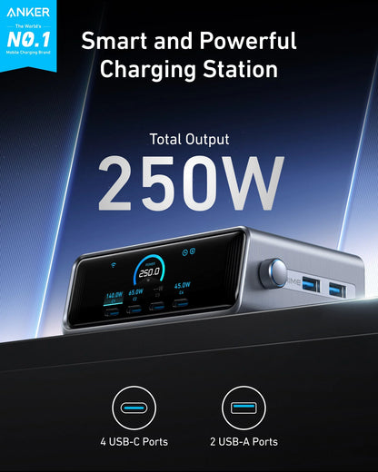 Anker Prime – 250W Fast Desktop Charger with 6 Ports