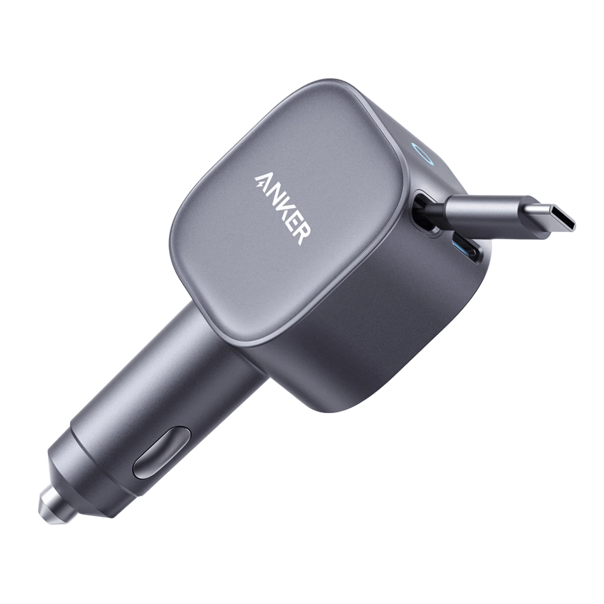 Anker Nano 75W - Fast Car Charger with Retractable Cable - Black