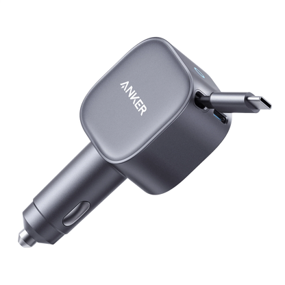 Anker Nano 75W - Fast Car Charger with Retractable Cable - Black